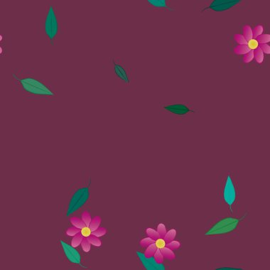 Çiçekler ve yapraklarla kusursuz bir desen.