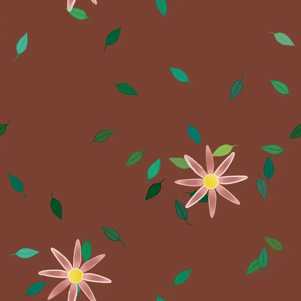 Follaje Flores Flores Florecen Fondo Pantalla Vector Ilustración — Vector de stock