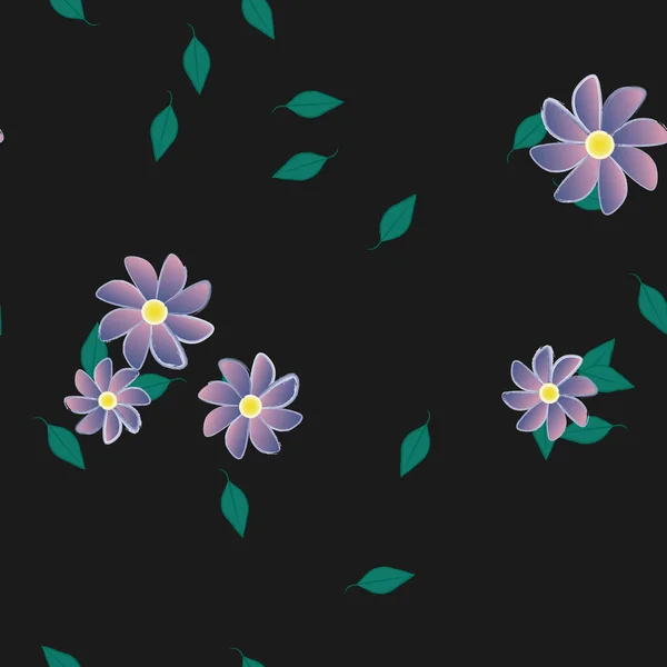 Motif Sans Couture Vectoriel Avec Des Fleurs Des Feuilles — Image vectorielle