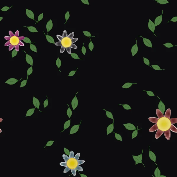 Vector Naadloos Patroon Met Bloemen Bladeren — Stockvector