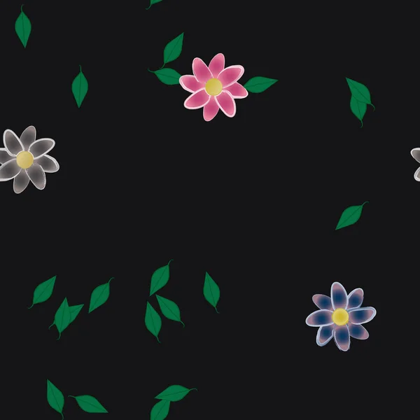 Motif Sans Couture Vectoriel Avec Des Fleurs Des Feuilles — Image vectorielle