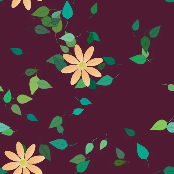 Feuillage Fond Botanique Fleurs Illustration Vectorielle — Image vectorielle