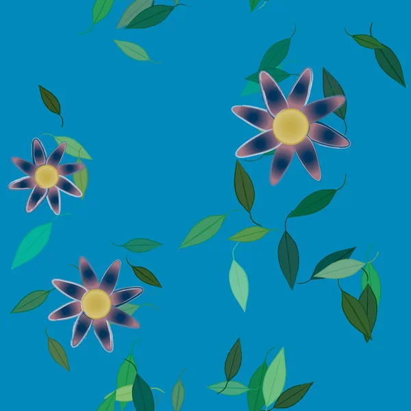 Vector Patrón Sin Costura Con Flores Hojas — Vector de stock