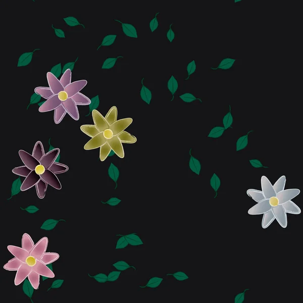 Motif Sans Couture Vectoriel Avec Des Fleurs Des Feuilles — Image vectorielle