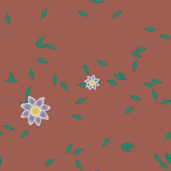 Belle Composition Avec Des Fleurs Colorées Simples Des Feuilles Vertes — Image vectorielle