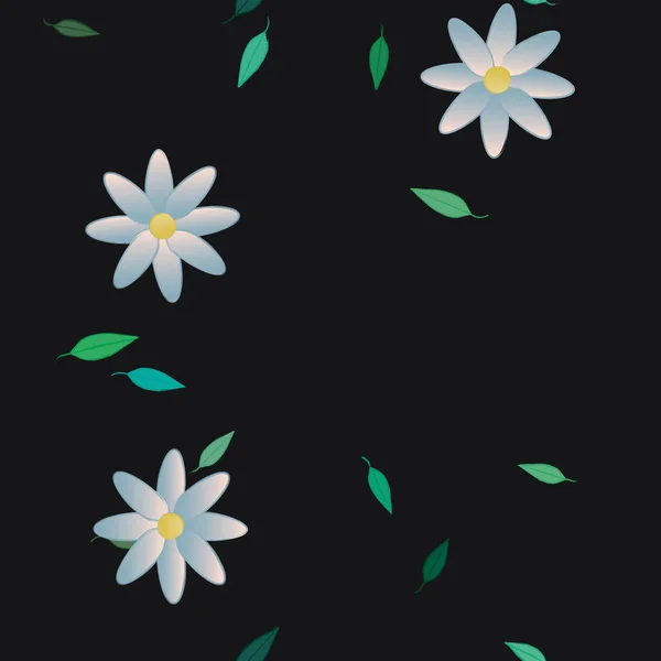 Motif Sans Couture Vectoriel Avec Des Fleurs Des Feuilles — Image vectorielle