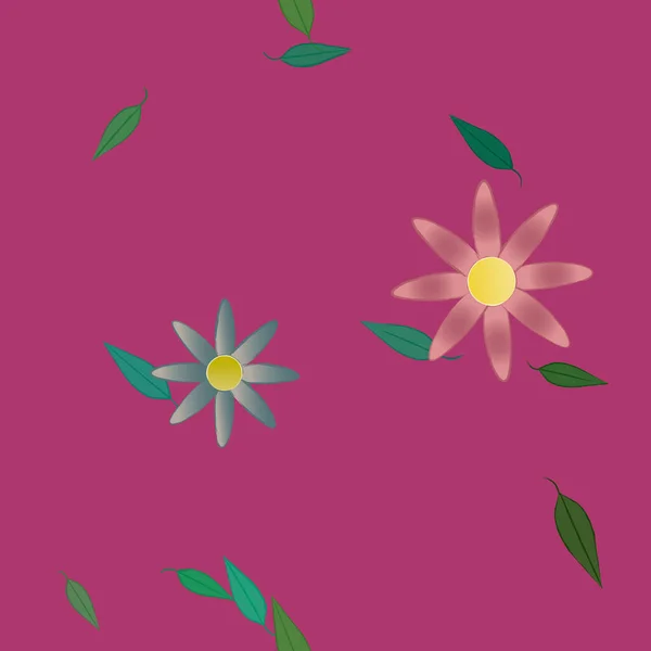 Vector Patrón Sin Costura Con Flores Hojas — Archivo Imágenes Vectoriales