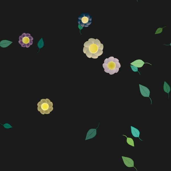 Διάνυσμα Αδιάλειπτη Μοτίβο Λουλούδια Και Φύλλα — Διανυσματικό Αρχείο