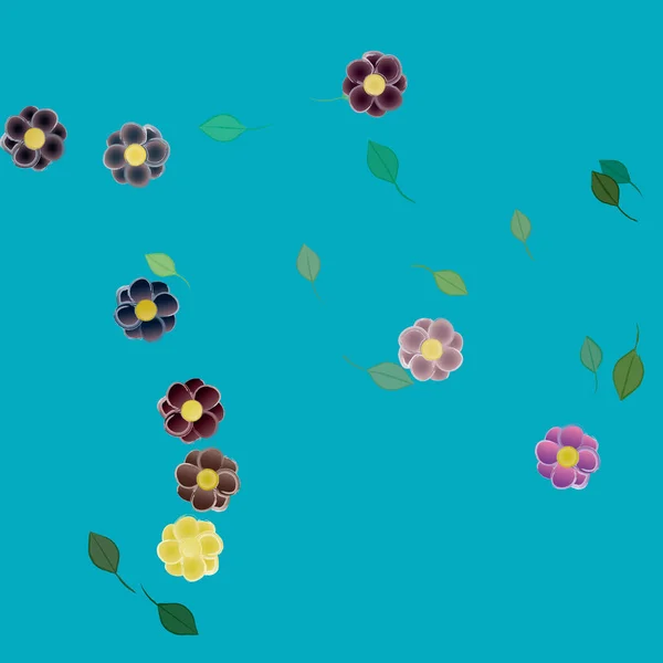 Çiçekler Yapraklarla Kusursuz Bir Desen — Stok Vektör