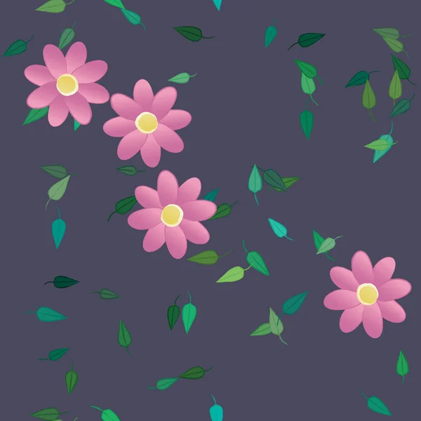 Motif Sans Couture Vectoriel Avec Des Fleurs Des Feuilles — Image vectorielle