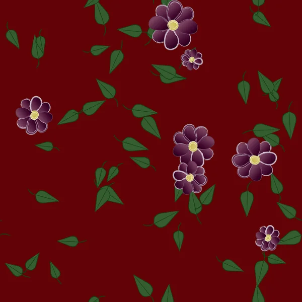 Motif Sans Couture Vectoriel Avec Des Fleurs Des Feuilles — Image vectorielle