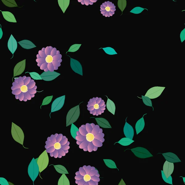 Vektor Nahtloses Muster Mit Blüten Und Blättern — Stockvektor