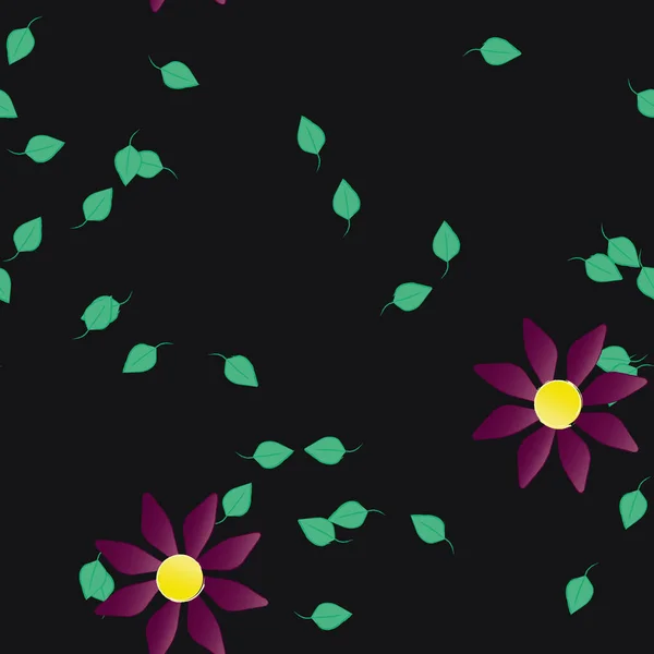 Vektor Nahtloses Muster Mit Blüten Und Blättern — Stockvektor