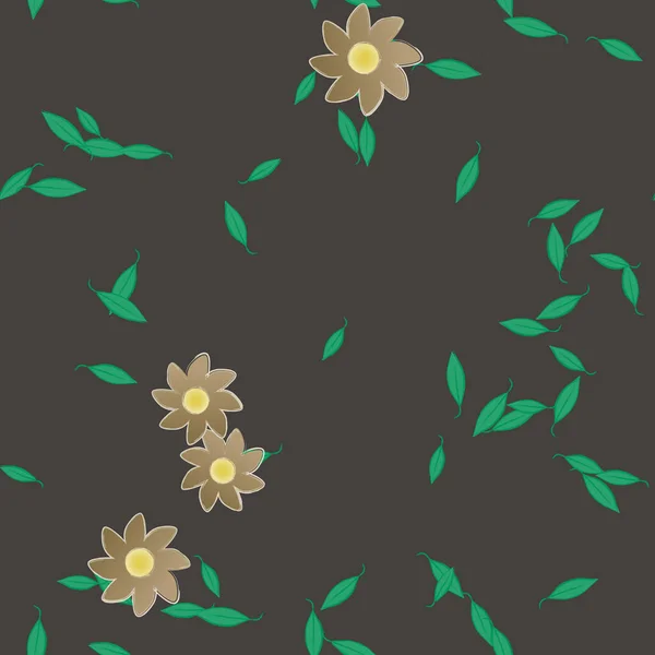 有花朵和叶子的病媒无缝图案 — 图库矢量图片