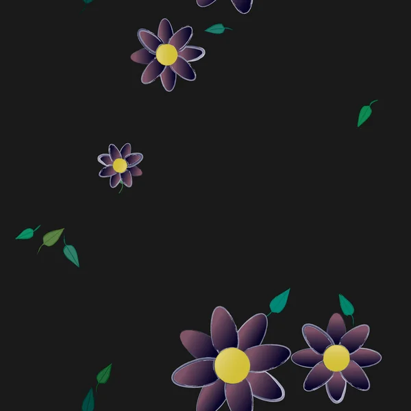 Motif Sans Couture Vectoriel Avec Des Fleurs Des Feuilles — Image vectorielle