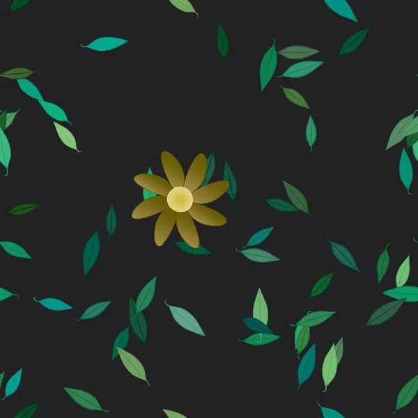 Belle Composition Avec Des Fleurs Colorées Simples Des Feuilles Vertes — Image vectorielle