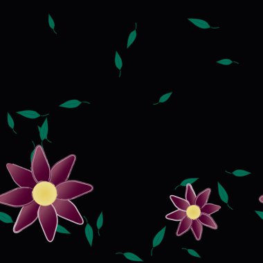 Çiçeksel botanik arka plan, çiçek vektör çizimi