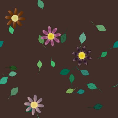 Çiçeksel botanik arka plan, çiçek vektör çizimi