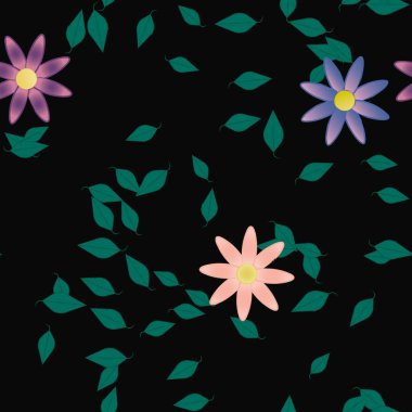 Çiçekler ve yapraklarla kusursuz bir desen.