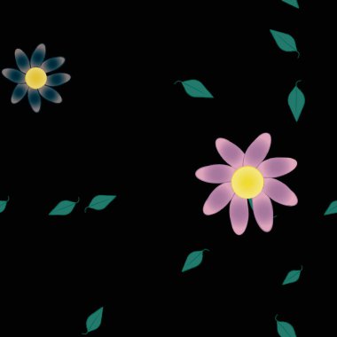 Çiçekler çiçek açar duvar kağıdı, vektör çizimi, güzel botanik arka plan