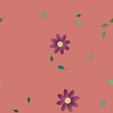 Kusursuz çiçekler çiçek açar duvar kağıdı, vektör çizimi, güzel botanik arka plan