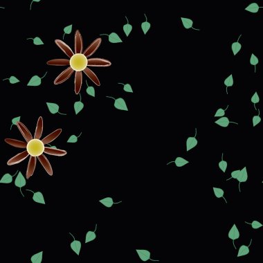 Çiçekler çiçek açar duvar kağıdı, vektör çizimi, güzel botanik arka plan