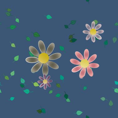 Yapraklar, çiçekler, duvar kağıtları, vektör illüstrasyonu