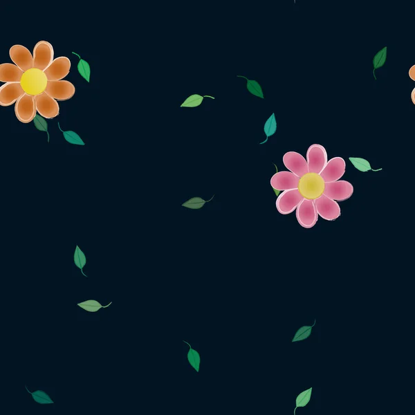 Çiçekler Yapraklarla Kusursuz Bir Desen — Stok Vektör