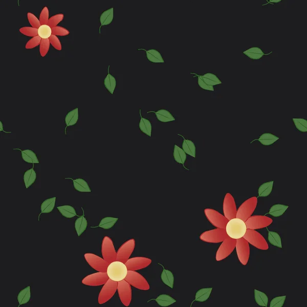 Motif Sans Couture Vectoriel Avec Des Fleurs Des Feuilles — Image vectorielle