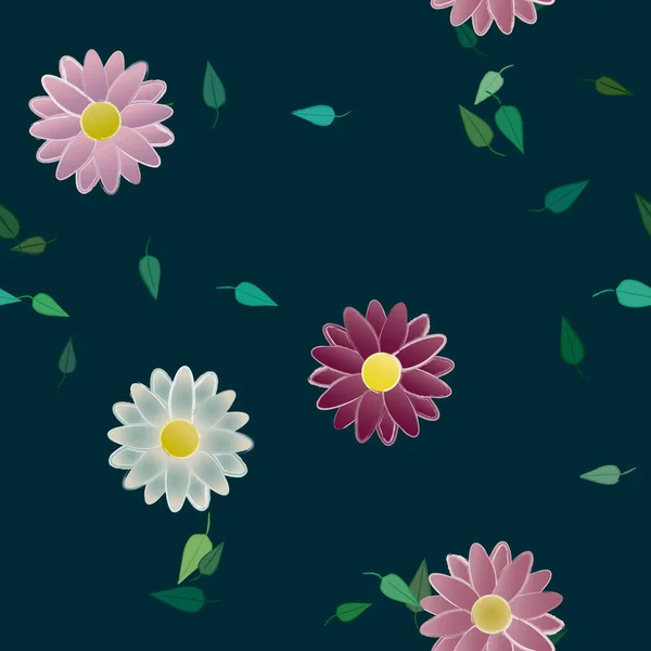 Flores Patrón Fondo Vector Ilustración — Vector de stock