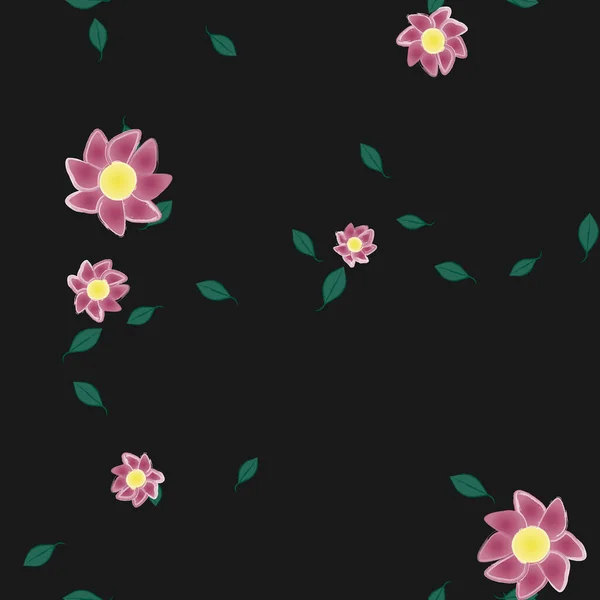 Motif Sans Couture Vectoriel Avec Des Fleurs Des Feuilles — Image vectorielle