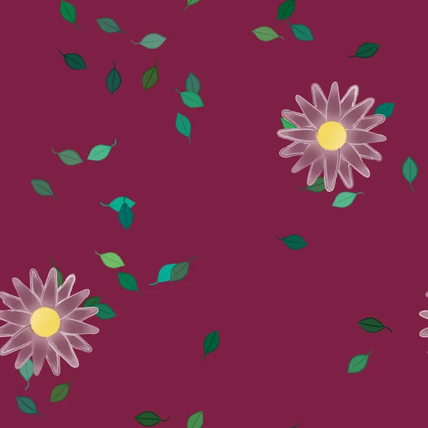 Belle Composition Avec Des Fleurs Colorées Simples Des Feuilles Vertes — Image vectorielle