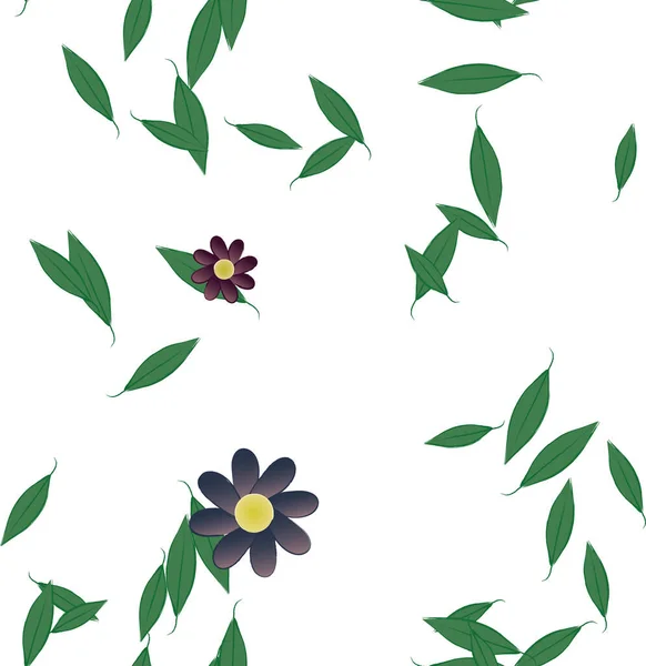 Vector Seamless Pattern Flowers Leaves — Stock Vector