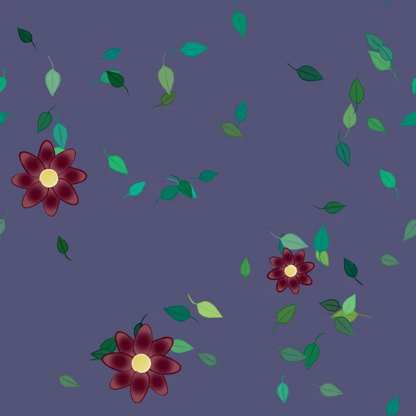 Motif Sans Couture Vectoriel Avec Des Fleurs Des Feuilles — Image vectorielle