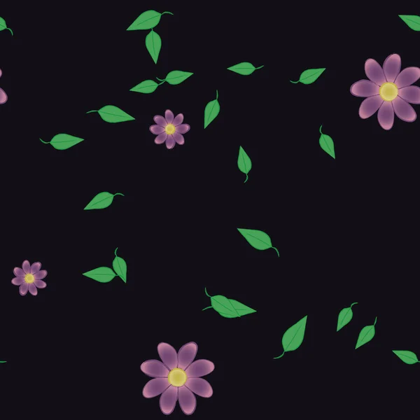 Motif Sans Couture Vectoriel Avec Des Fleurs Des Feuilles — Image vectorielle