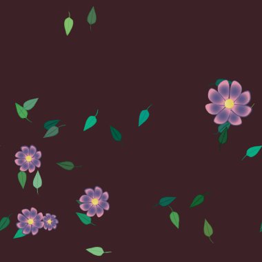 Çiçekler çiçek açar duvar kağıdı, vektör çizimi, güzel botanik arka plan