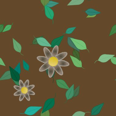 Çiçekler çiçek açar duvar kağıdı, vektör çizimi, güzel botanik arka plan