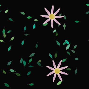 Botanik çiçek desenli arkaplan, vektör illüstrasyonu