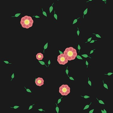 Çiçekler ve yapraklarla kusursuz bir desen.