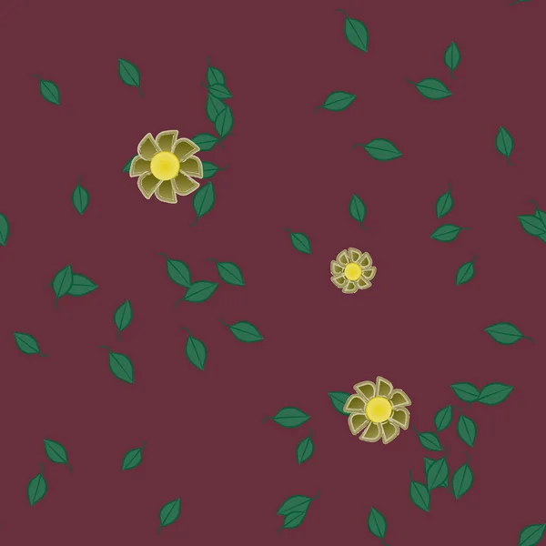 Motif Sans Couture Vectoriel Avec Des Fleurs Des Feuilles — Image vectorielle