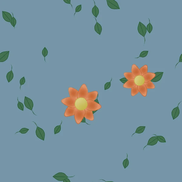 Belle Composition Avec Des Fleurs Colorées Simples Des Feuilles Vertes — Image vectorielle