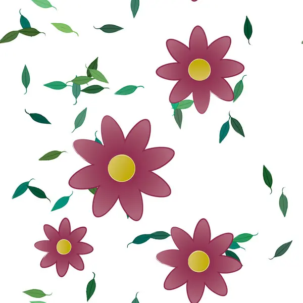 Follaje Flores Flores Florecen Fondo Pantalla Vector Ilustración — Vector de stock