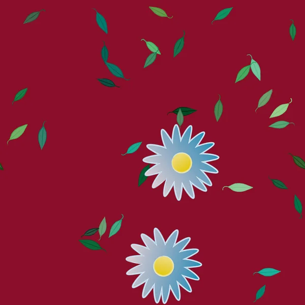 Motif Sans Couture Vectoriel Avec Des Fleurs Des Feuilles — Image vectorielle