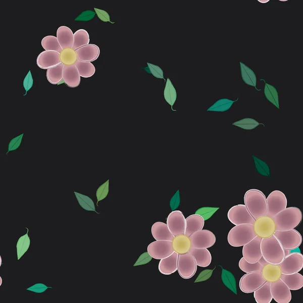 Follaje Flores Flores Florecen Fondo Pantalla Vector Ilustración — Vector de stock