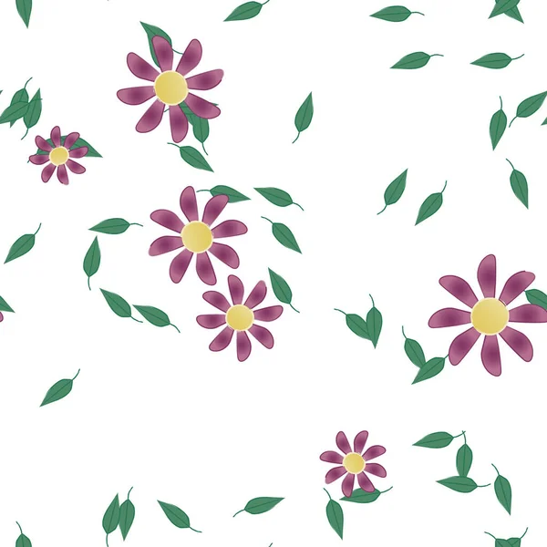 Motif Sans Couture Vectoriel Avec Des Fleurs Des Feuilles — Image vectorielle