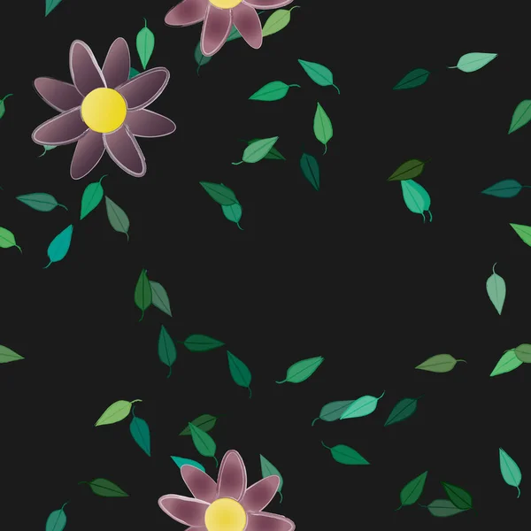 Motif Sans Couture Vectoriel Avec Des Fleurs Des Feuilles — Image vectorielle