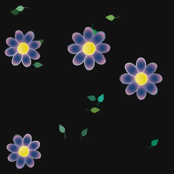 Hermosa Composición Con Flores Colores Simples Hojas Verdes Fondo Monocromo — Archivo Imágenes Vectoriales