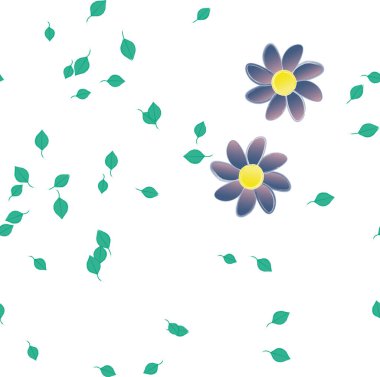 Botanik çiçek desenli arkaplan, çiçek vektörü çizimi