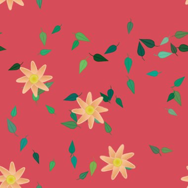 Çiçeksel botanik arka plan, çiçek vektör çizimi