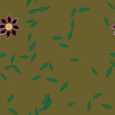 Botanik çiçek desenli arkaplan, çiçek vektörü çizimi